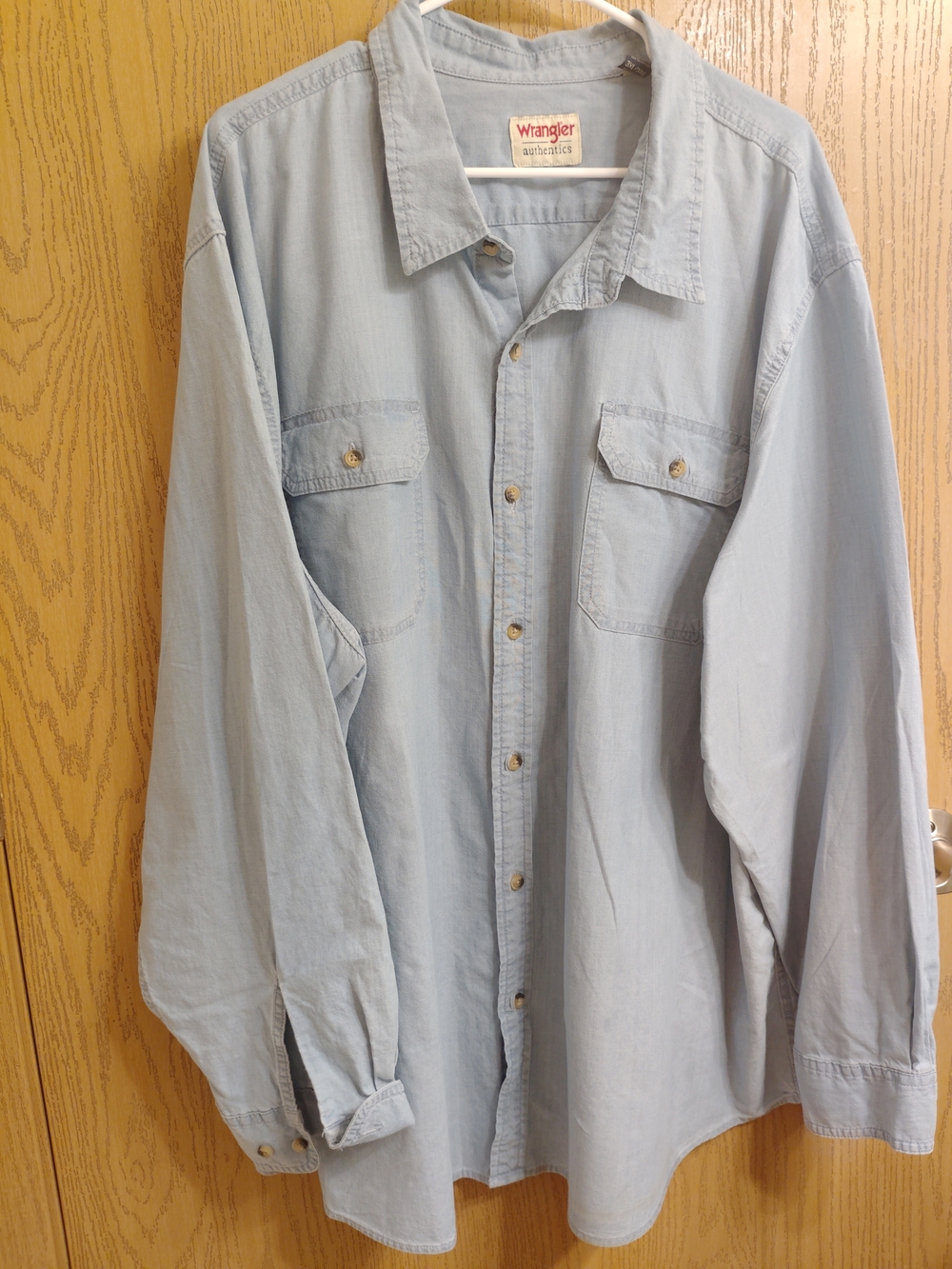 Wrangler Light Blue Denim Button-Front Shirt